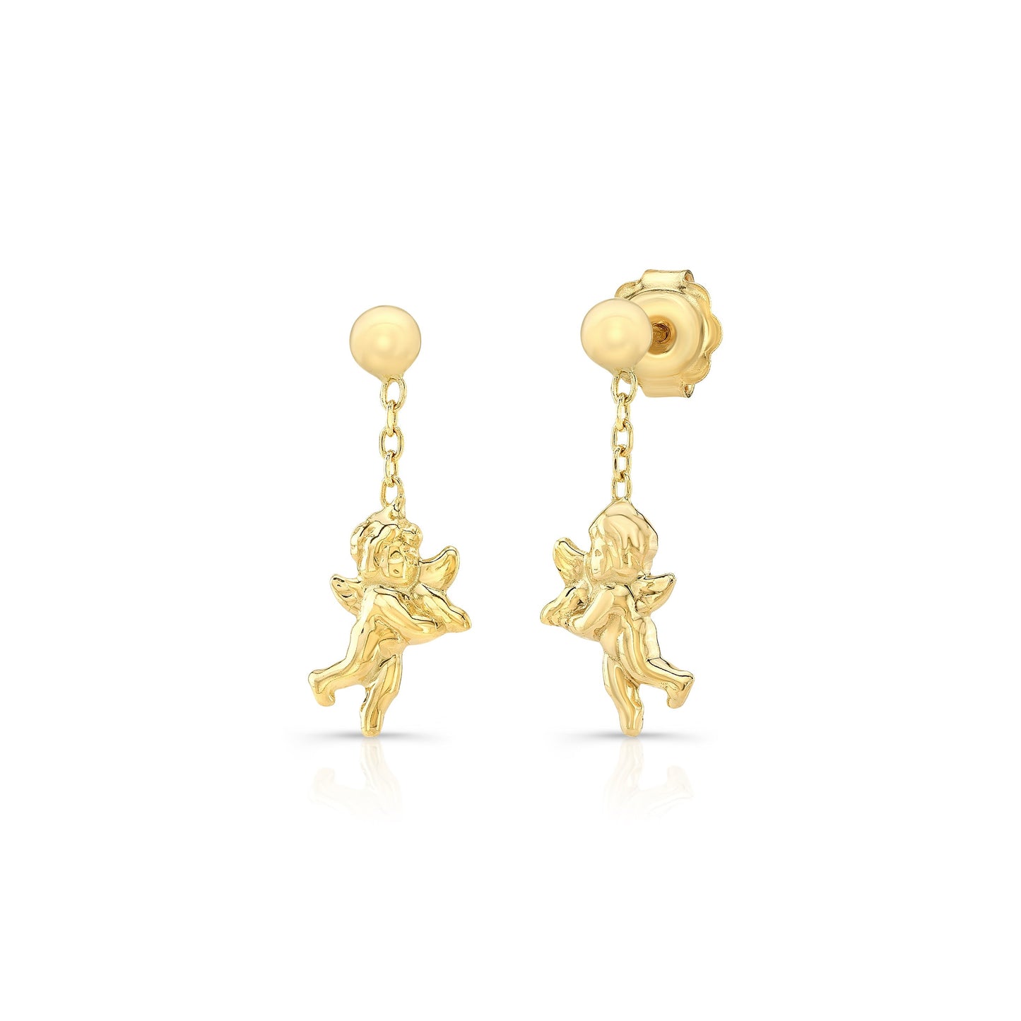 14K Yellow Gold Angel Drop Earrings – side profile | RockHer