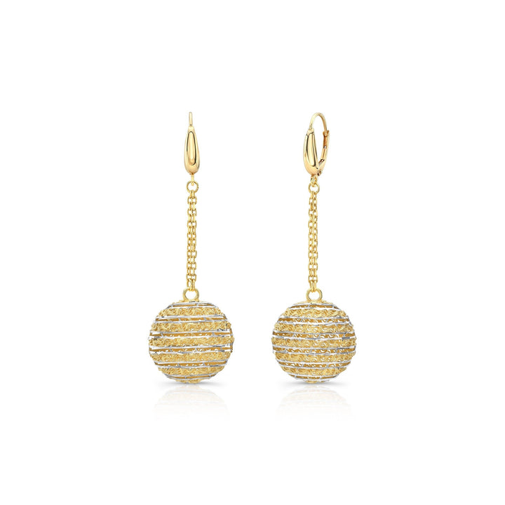 14K Two-Tone Gold Modern Drop Earrings – side profile | RockHer