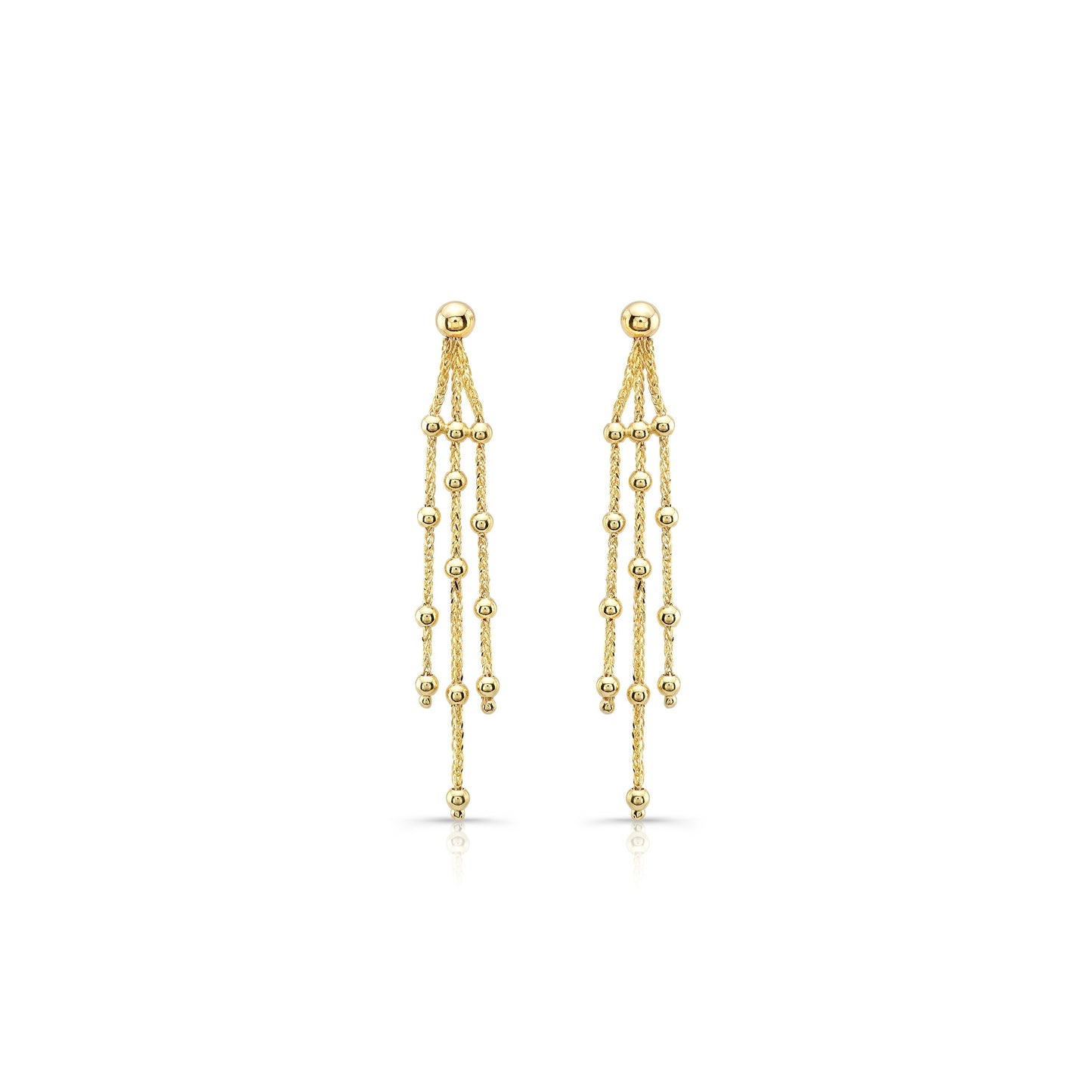 14K Yellow Gold Multi-Strand Beaded Drop Earrings – side profile | RockHer