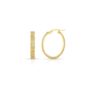 ต่างหู Beaded Oval Hoop Earrings ทรงรี ตัวเรือนทองคำเหลือง 14K จาก RockHer