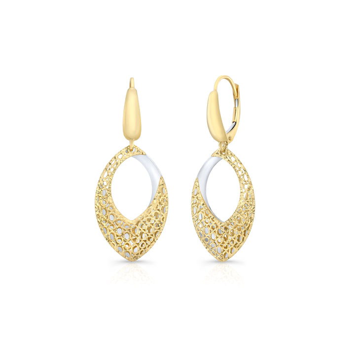 14K Two-Tone Gold Twisted Oval Drop Earrings – side profile | RockHer