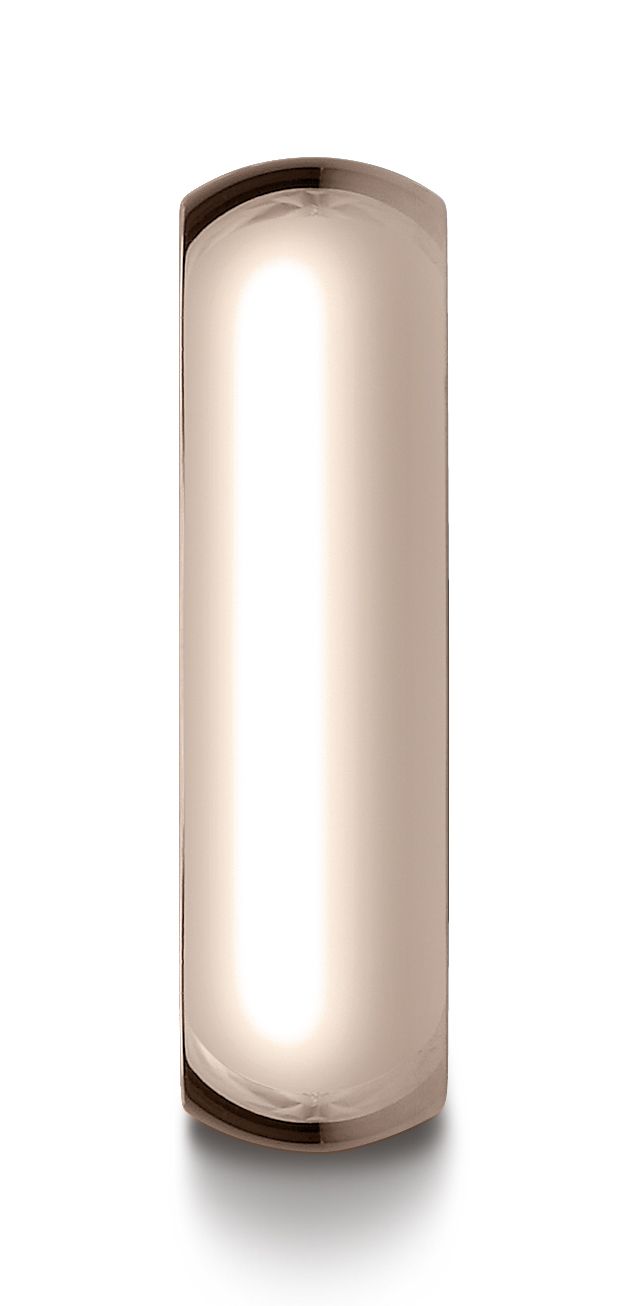 แหวนรูปไข่แบบดั้งเดิม 14k สีทองกุหลาบ ขนาด 6 มม. โค้งเล็กน้อย