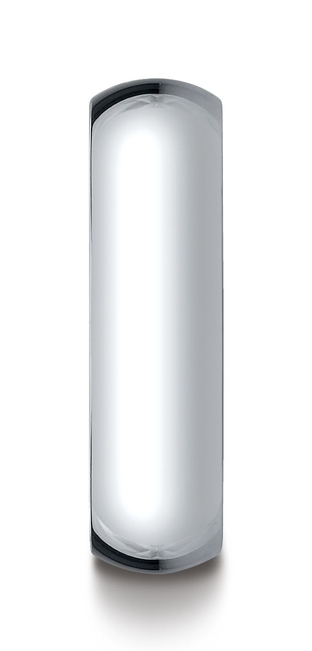 แหวนวงรีแบบดั้งเดิม 18k ทองคำขาว หนา 6 มม. โค้งเล็กน้อย