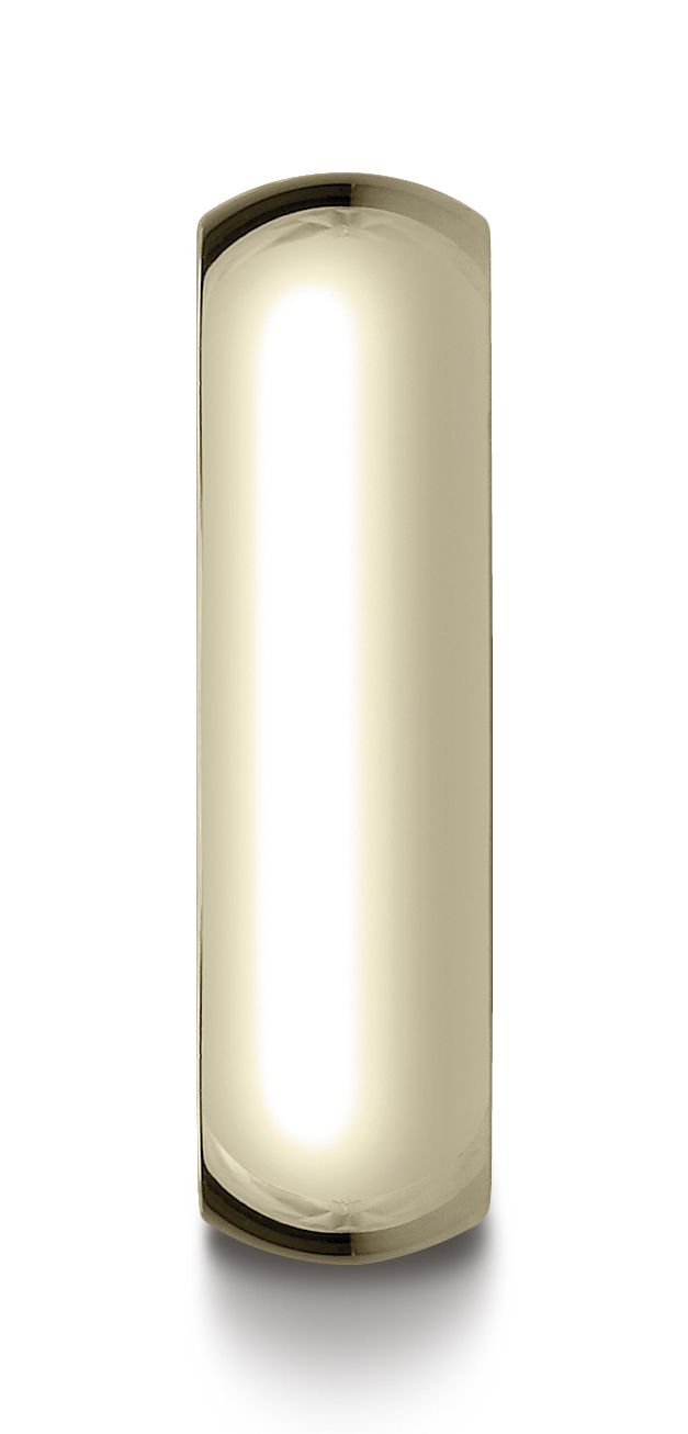 แหวนวงรีแบบดั้งเดิม สีทองเหลือง 14k ขนาด 6 มม. โค้งนูนเล็กน้อย