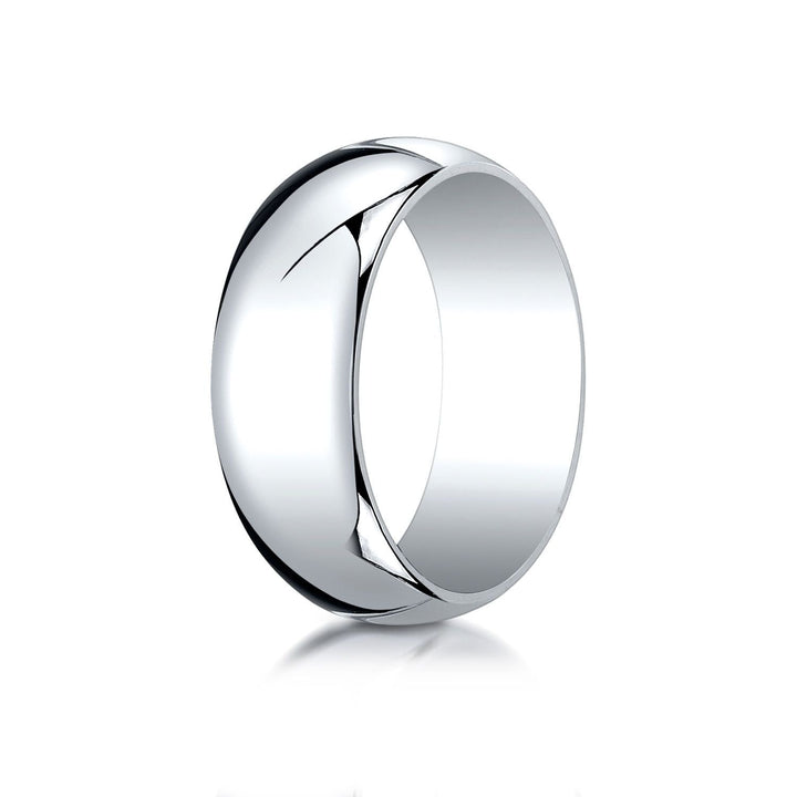 8mm Slightly Domed Traditional Oval Wedding Band, in 14K White Gold | RockHer