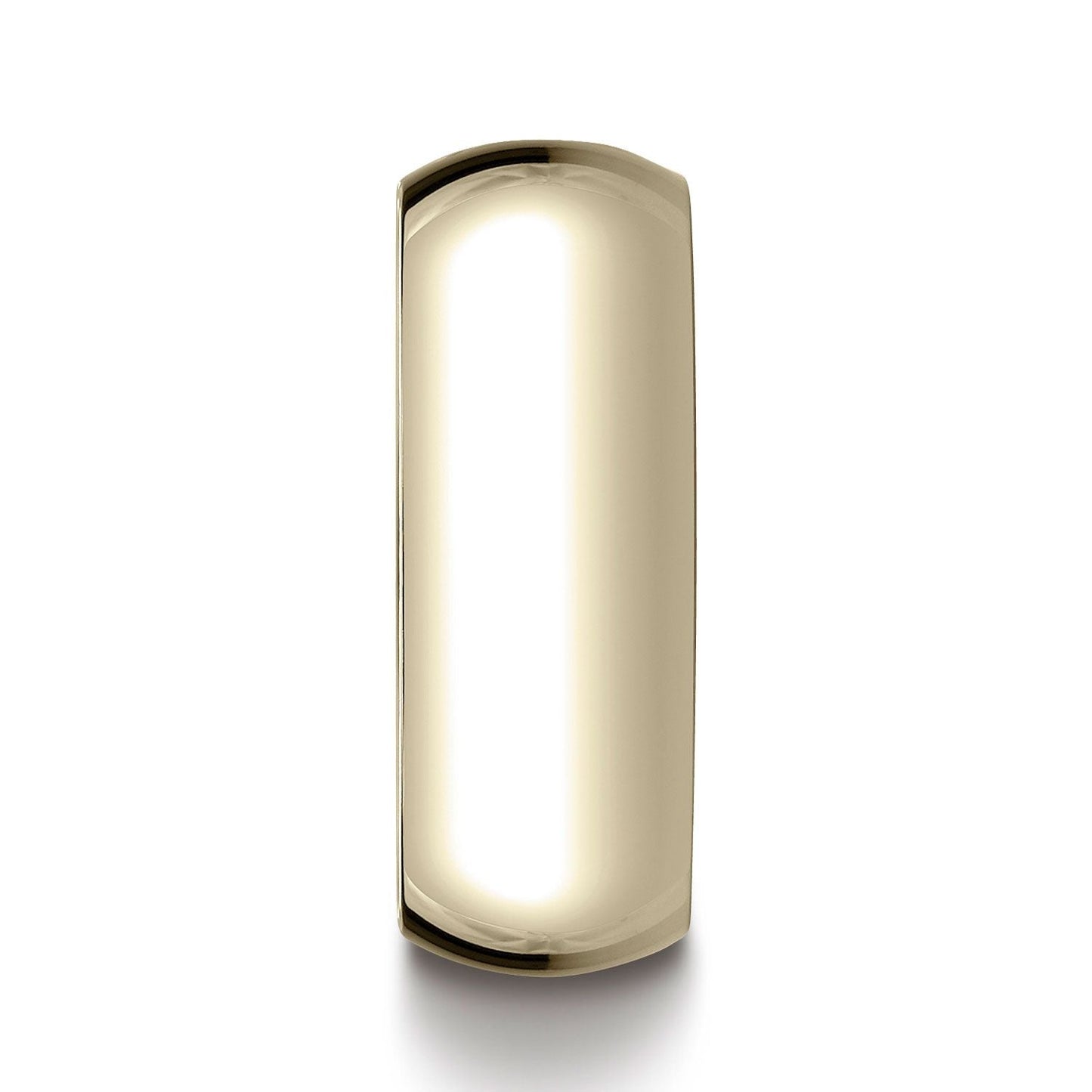 แหวนวงรีแบบดั้งเดิม 14k ทองคำเหลือง ขนาด 8 มม. โค้งนูนเล็กน้อย