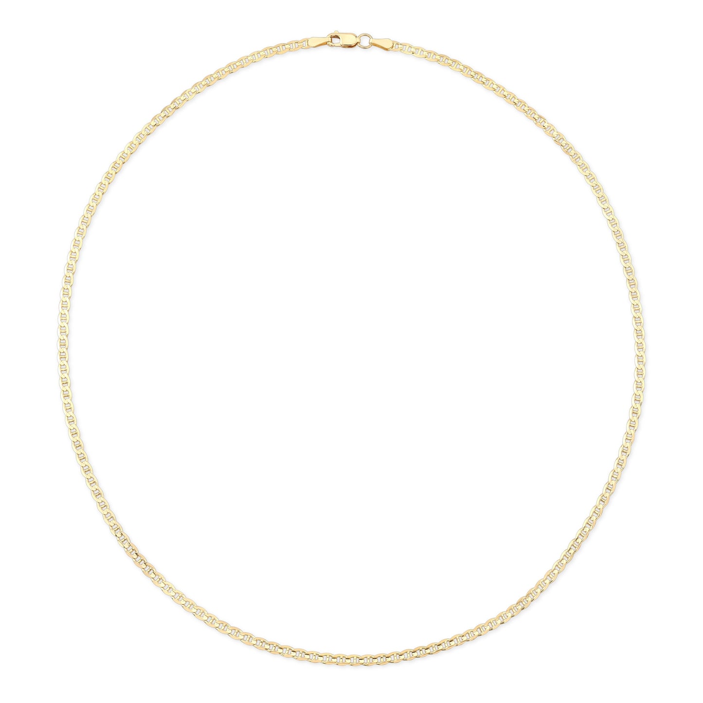 18K Yellow Gold Flat Curb Chain Necklace, 18 Inch – side profile | RockHer