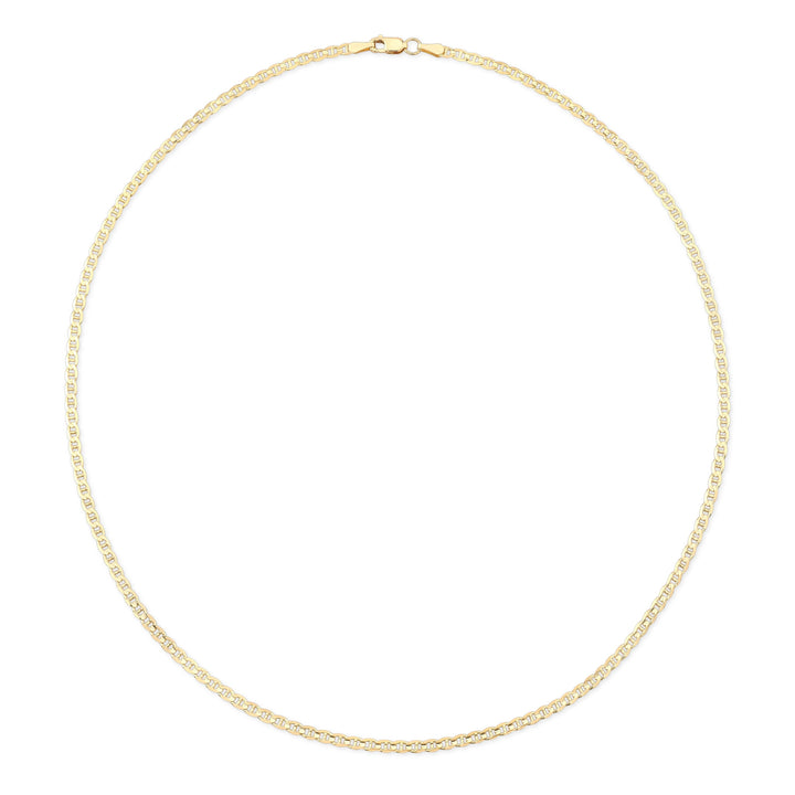 18K Yellow Gold Flat Curb Chain Necklace, 18 Inch – side profile | RockHer