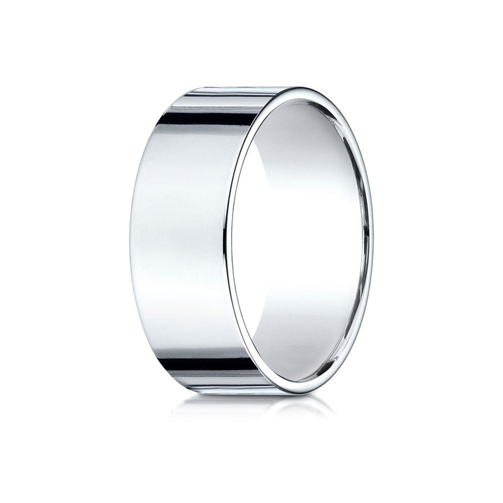 8mm Traditional Flat Wedding Band, in 14K White Gold | RockHer