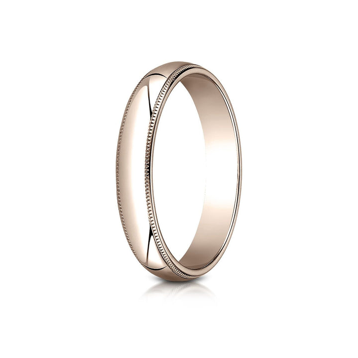 4mm Slightly Domed Traditional Oval Milgrain Wedding Band, in 14K Rose Gold | RockHer