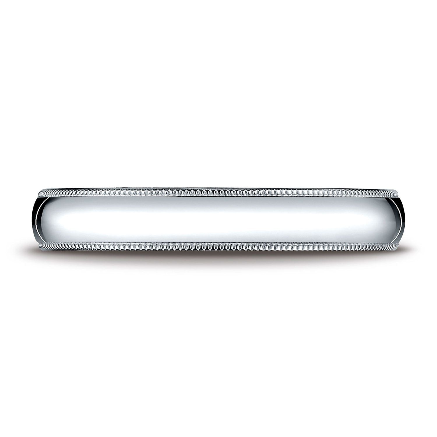 แหวนรูปไข่แบบดั้งเดิมขนาด 4 มม. สีแพลทินัม โค้งนูนเล็กน้อย พร้อมลายมิลเกรน