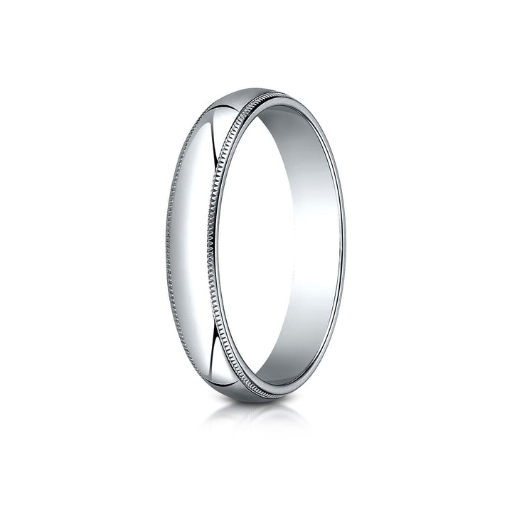 4mm Slightly Domed Traditional Oval Milgrain Wedding Band, in 18K White Gold | RockHer