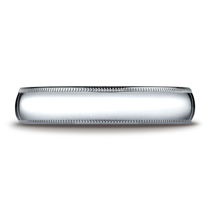 5mm Slightly Domed Traditional Oval Milgrain Wedding Band, in Platinum | RockHer