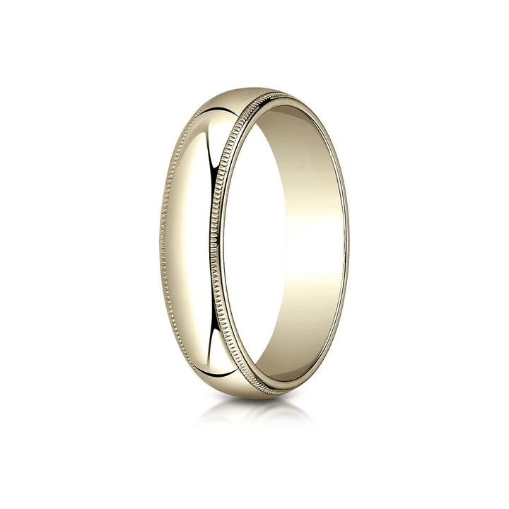 5mm Slightly Domed Traditional Oval Milgrain Wedding Band, in 18K Yellow Gold | RockHer