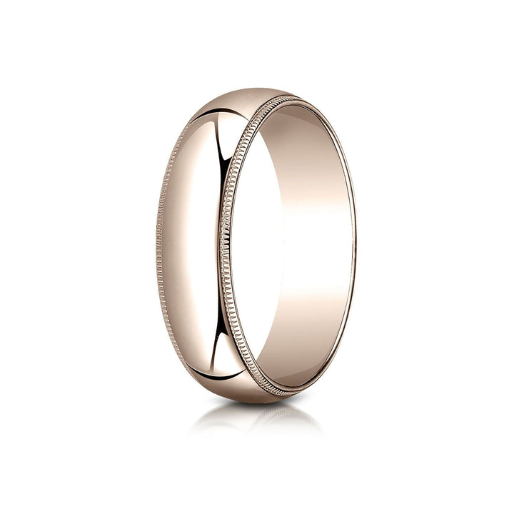 6mm Slightly Domed Traditional Oval Milgrain Wedding Band, in 14K Rose Gold | RockHer