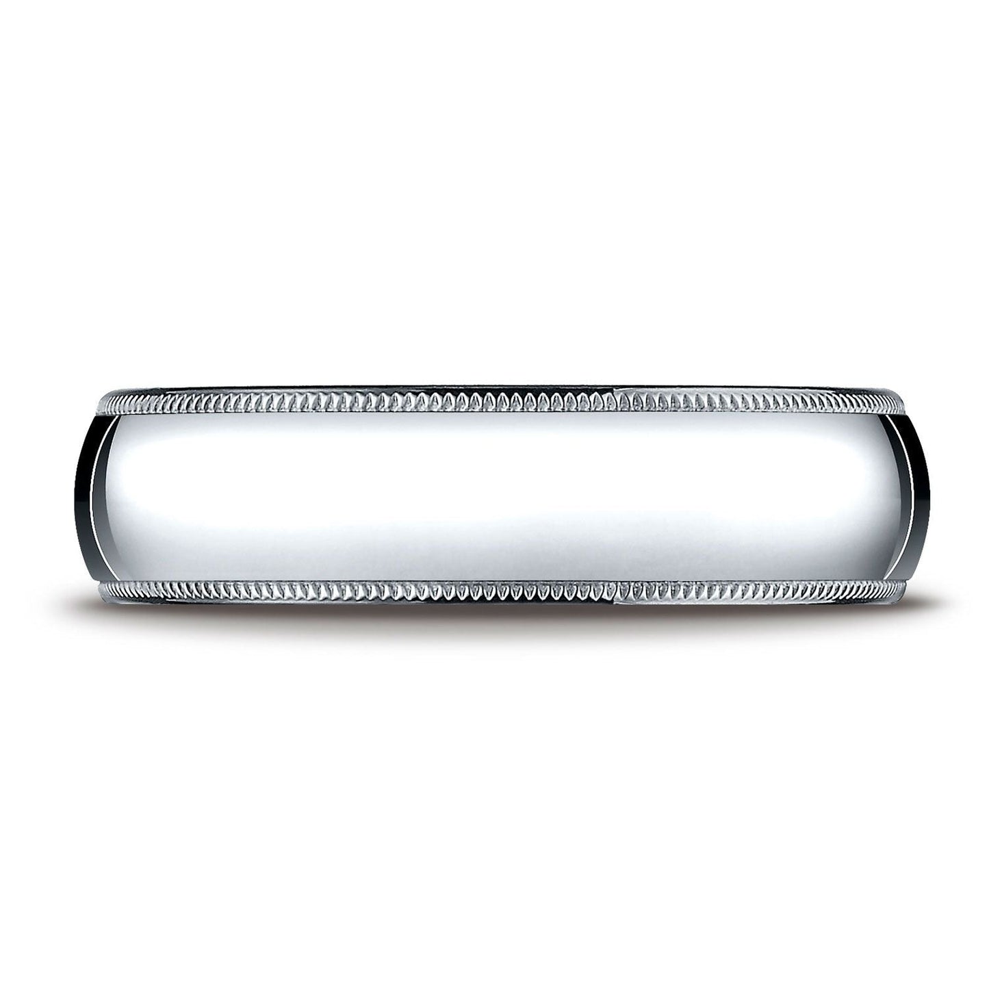 แหวนรูปไข่แบบดั้งเดิมขนาด 6 มม. สีแพลทินัม โค้งนูนเล็กน้อย พร้อมลายมิลเกรน