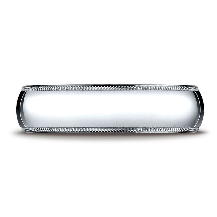 6mm Slightly Domed Traditional Oval Milgrain Wedding Band, in Platinum | RockHer