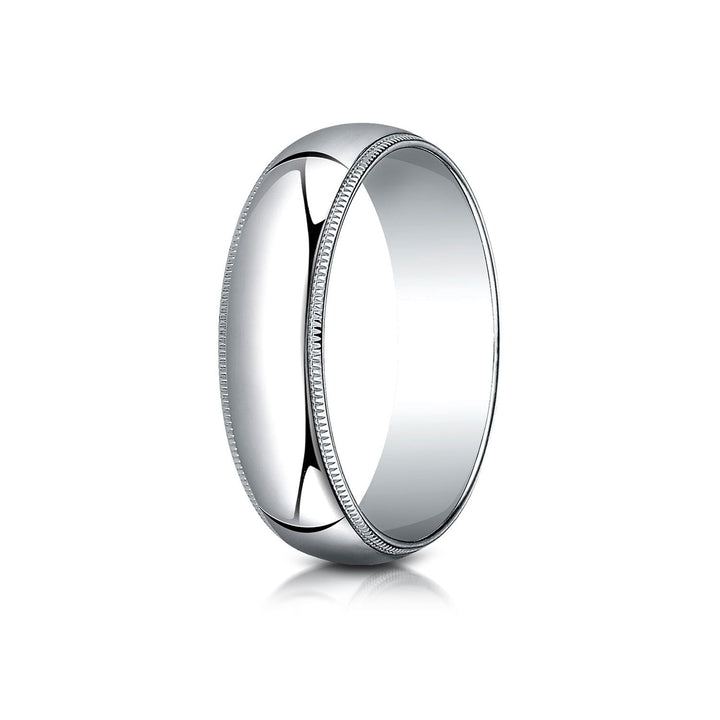 6mm Slightly Domed Traditional Oval Milgrain Wedding Band, in 18K White Gold | RockHer