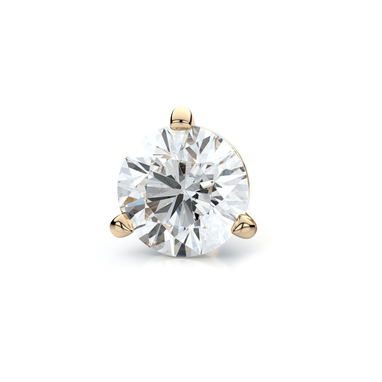 14k Yellow Gold 3-prong Martini Round Diamond Single Stud Earring 0.50ctw (5.0mm Ea), H-i Color, Si Clarity