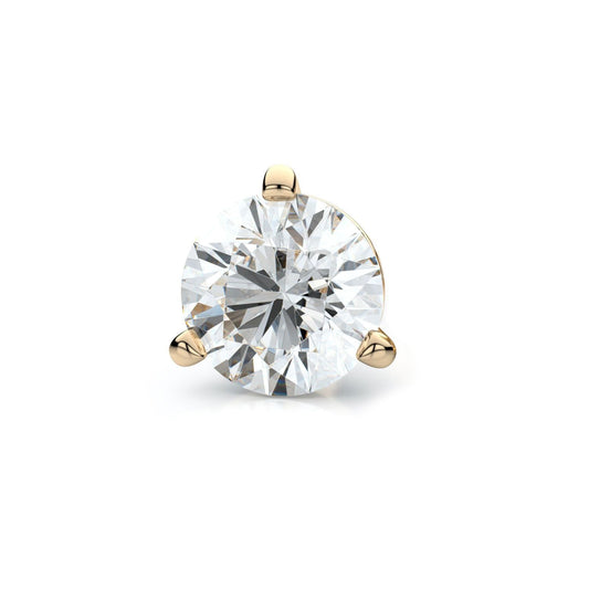 14k Yellow Gold 3-prong Martini Round Diamond Single Stud Earring 0.37ctw (4.5mm Ea), F-g Color, Vs Clarity