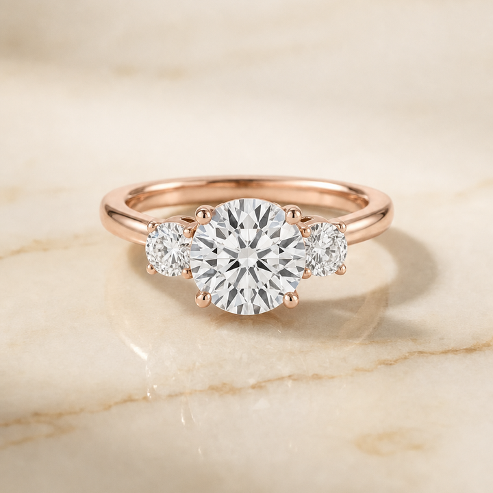 ตัวเรือนแหวนหมั้นเพชร Anita ทรงกลม ฝังหนาม ทองคำชมพู 14K จาก RockHer