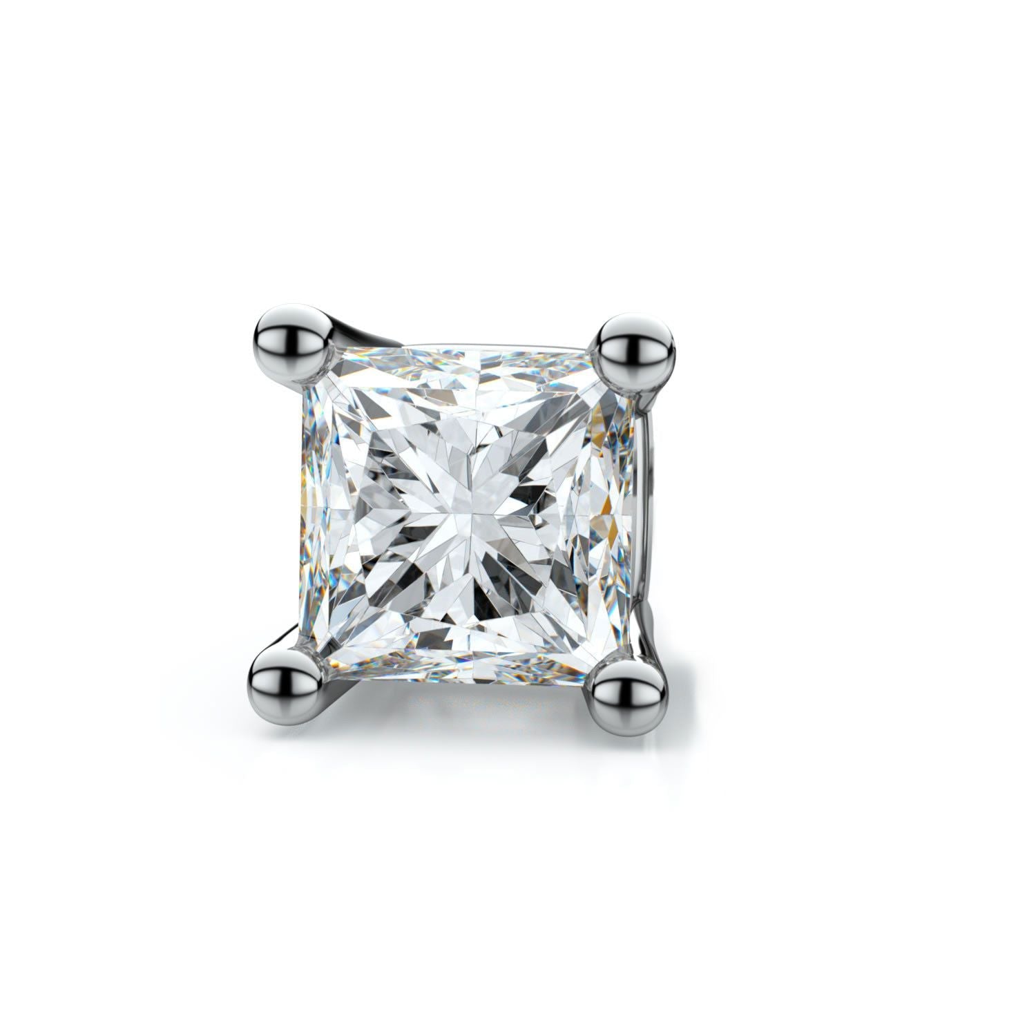 18k White Gold 4-prong Princess Diamond Single Stud Earring 0.25ctw (4.5mm Ea), H-i Color, Si Clarity