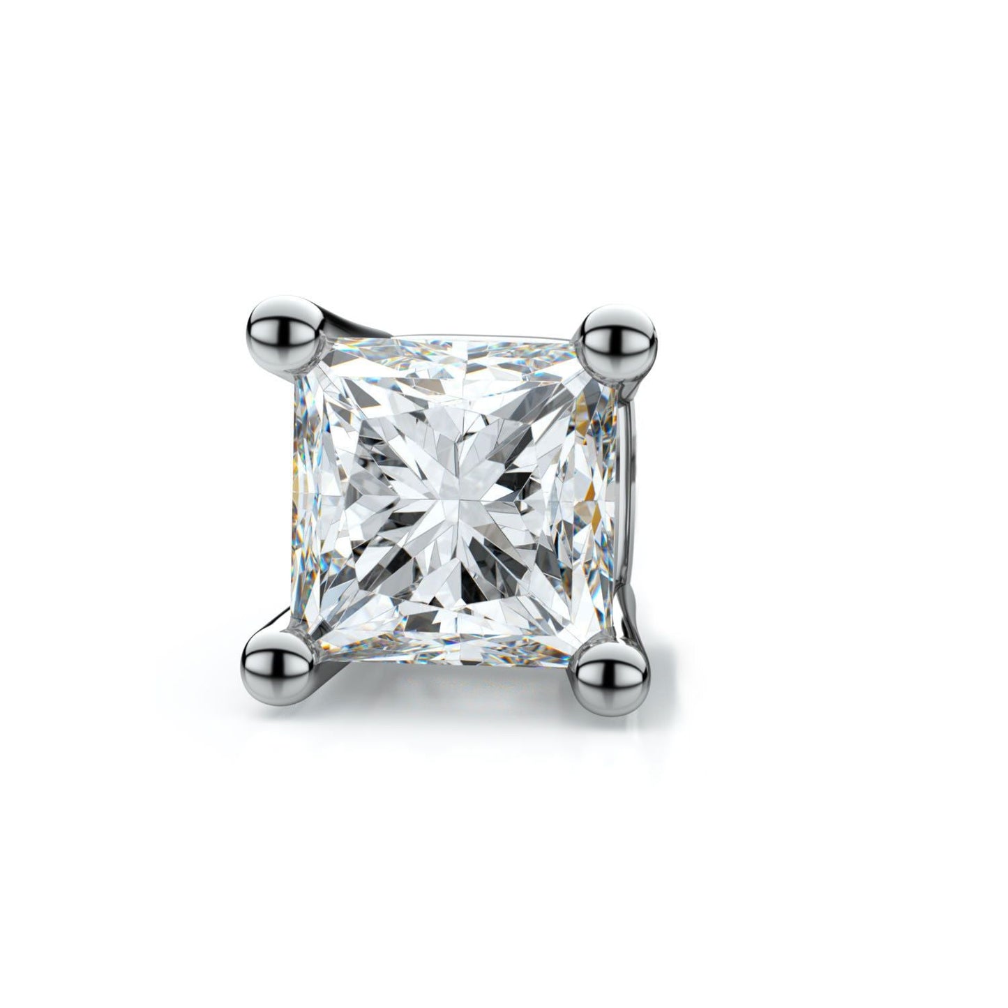 18k White Gold 4-prong Princess Diamond Single Stud Earring 0.50ctw (5.5mm Ea), H-i Color, Vs Clarity