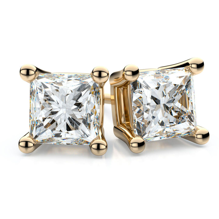 14k Yellow Gold 4-prong Princess Diamond Stud Earrings (0.32 Ct. T.w., Si1-2 Clarity, H-i Color) | RockHer