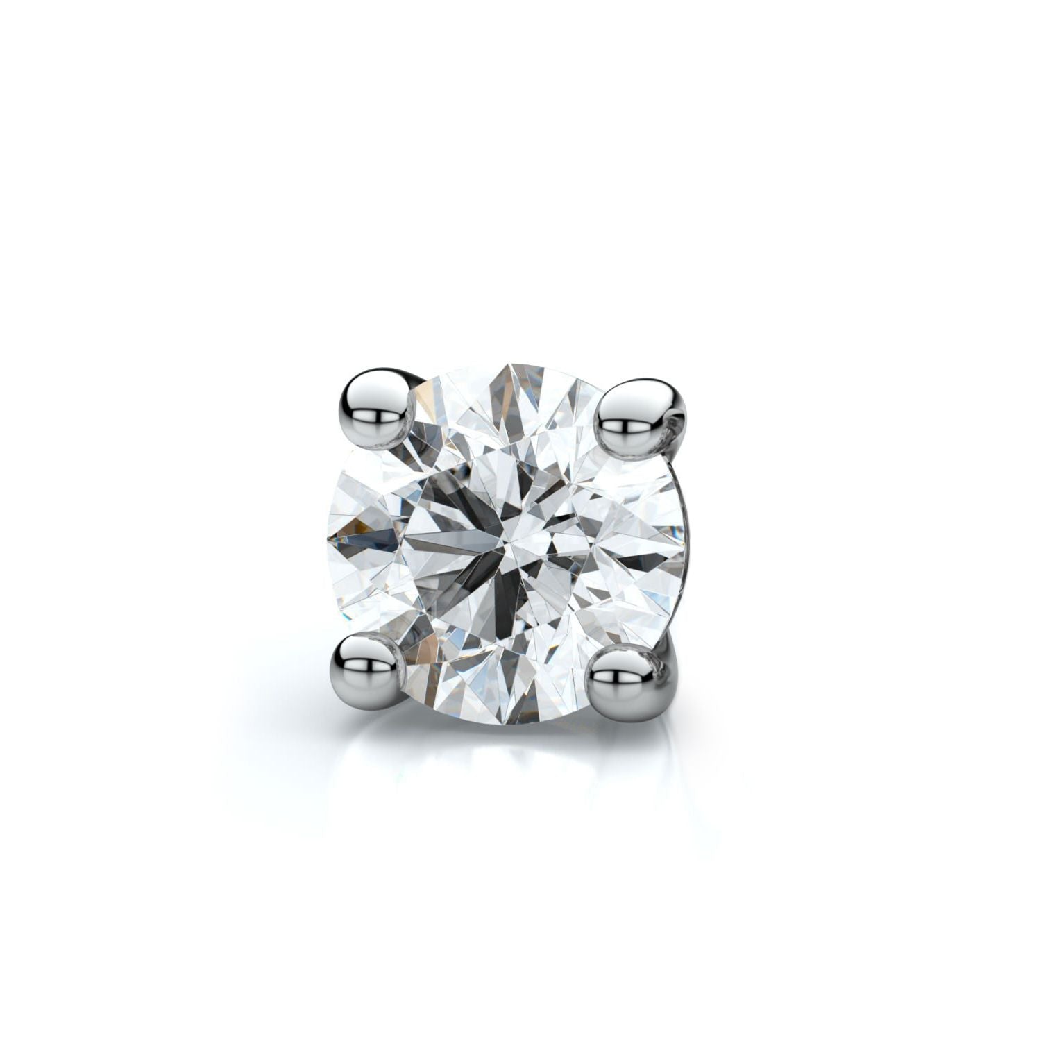 18k White Gold 4-prong Round Diamond Single Stud Earring 0.25ctw (4.0mm Ea), H-i Color, Si Clarity