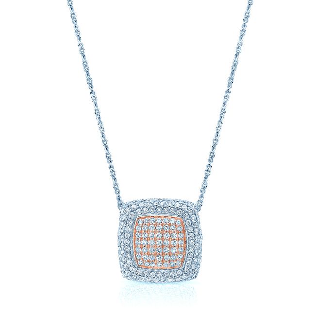 Diamond Pave Square Pendant In 14k Two Tone Gold (9/10 Ct.tw.) – front view | RockHer