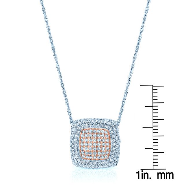 จี้สี่เหลี่ยมประดับเพชรแบบปาเว่ในทองสองโทน 14 กะรัต (9/10 กะรัตรวม)