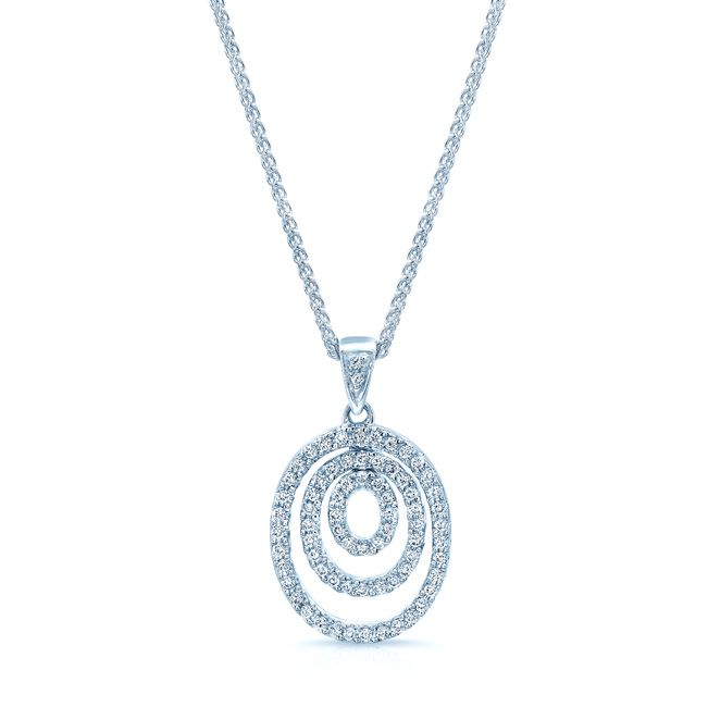 Natural Diamond Oval Pendant in 18K White Gold, 4 ct. t.w. – front view | RockHer