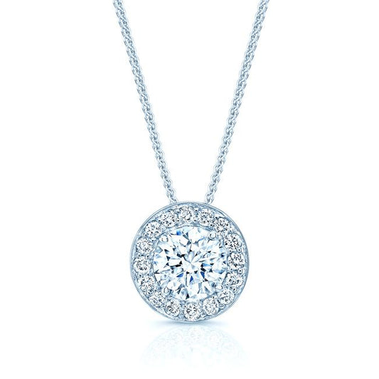 จี้เพชรรอบทรงกลมในทองคำขาว 18 กะรัต (เพชรกลาง 0.70 กะรัต)