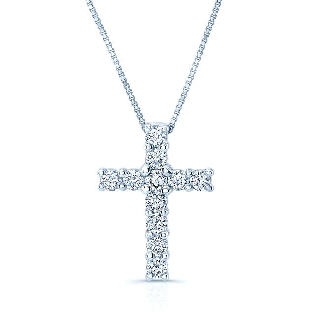 Natural Diamond Round Brilliant Pendant in 14K White Gold – front view | RockHer