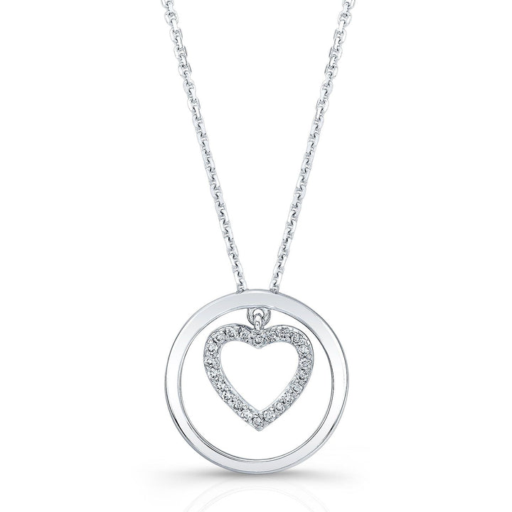 Natural Diamond Heart Shape Pendant in 14K White Gold – front view | RockHer