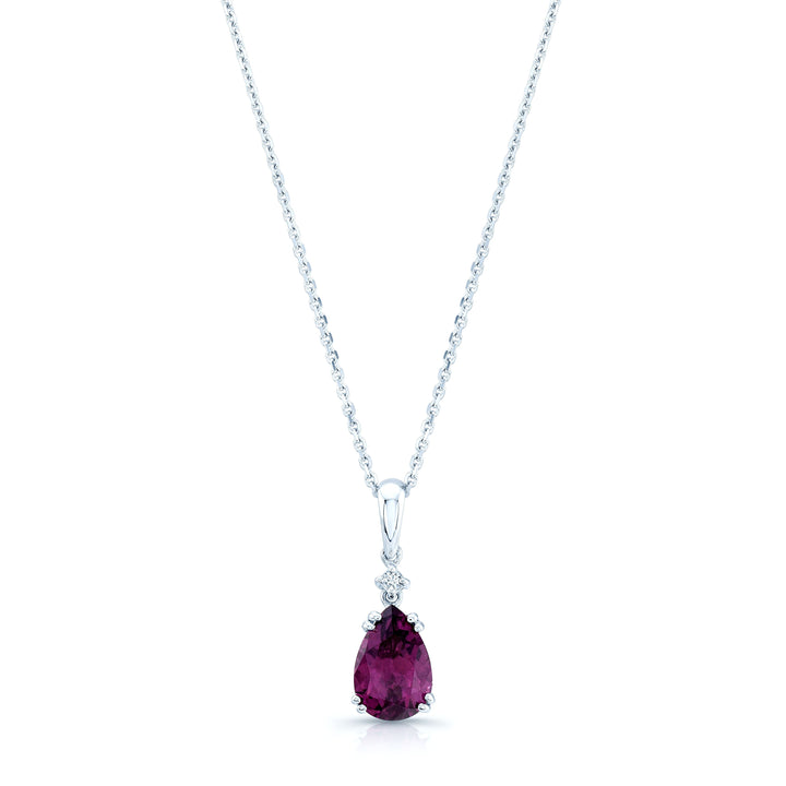 Rhodolite Garnet Pendant in 14K White Gold – side profile | RockHer