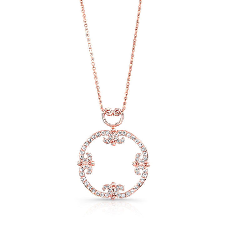 Natural Diamond Round Brilliant Pendant in 14K Rose Gold – front view | RockHer