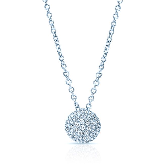 Natural Diamond Round Brilliant Pendant in 14K White Gold – front view | RockHer