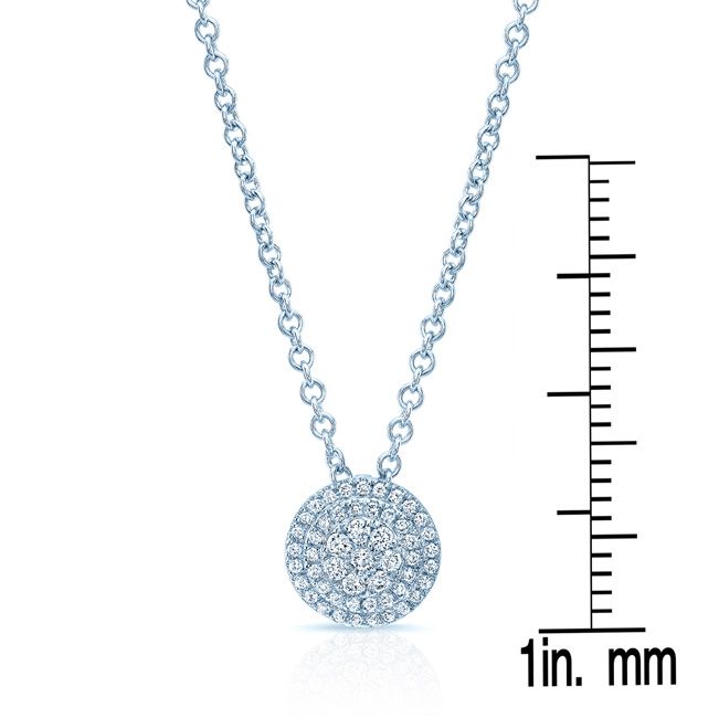 จี้โล่ห์วงกลมหลายวงประดับเพชรในทองคำขาว 14k ยาว 17 นิ้ว