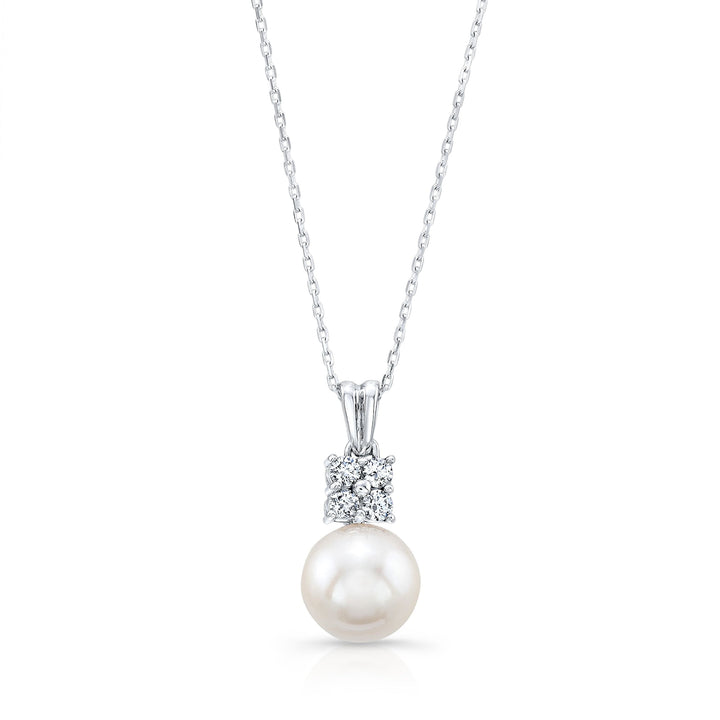 Pearl Pear Shape Pendant in 14K White Gold – front view | RockHer