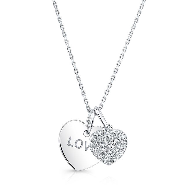 Natural Diamond Heart Shape Pendant in 14K White Gold – front view | RockHer