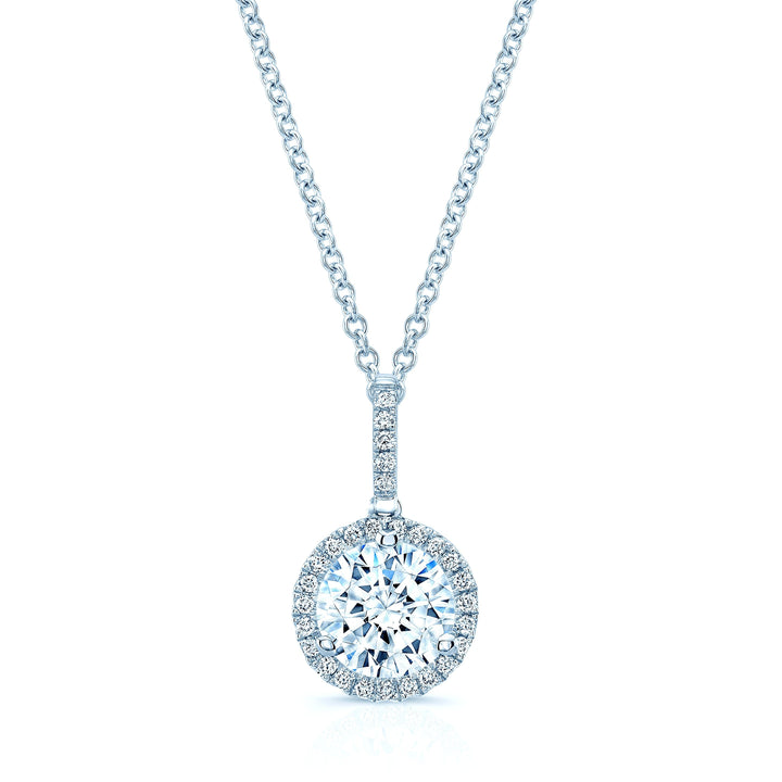 Natural Diamond Round Brilliant Halo Pendant in 14K White Gold, 1 ct. t.w. – front view | RockHer