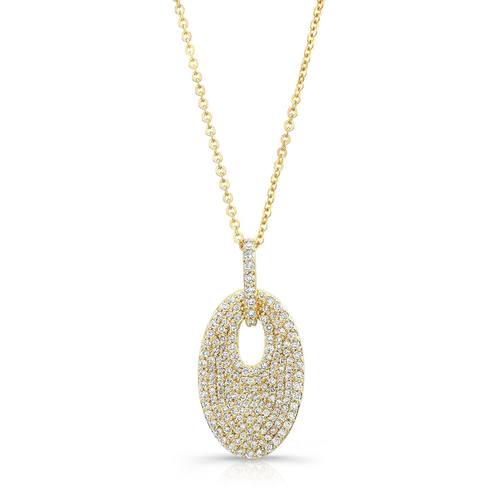 Natural Diamond Oval Pendant in 14K Yellow Gold – front view | RockHer