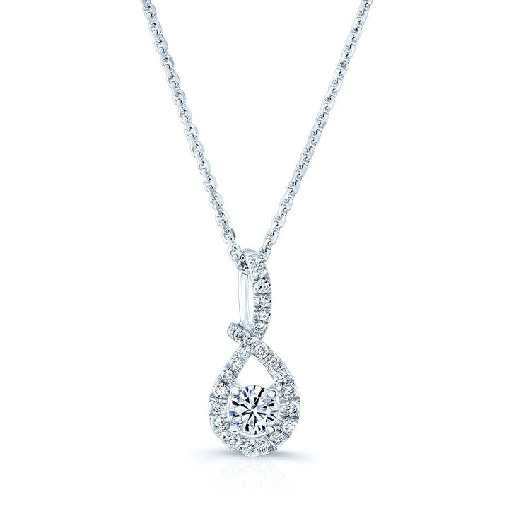 Natural Diamond Round Brilliant Pendant in 14K White Gold – front view | RockHer