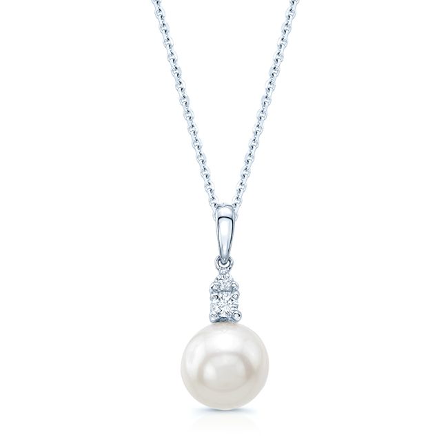 Cultured Pearl Pear Shape Pendant in 14K White Gold | RockHer