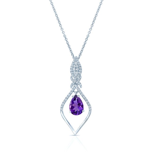 จี้รูปว่าวประดับด้วยอเมทิสต์และเพชรในทองคำขาว 14 กะรัต