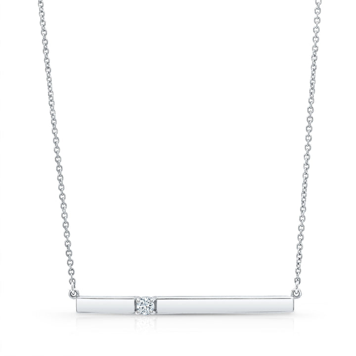 Diamond Bar Necklace in 14K White Gold 0.10ctw – front view | RockHer