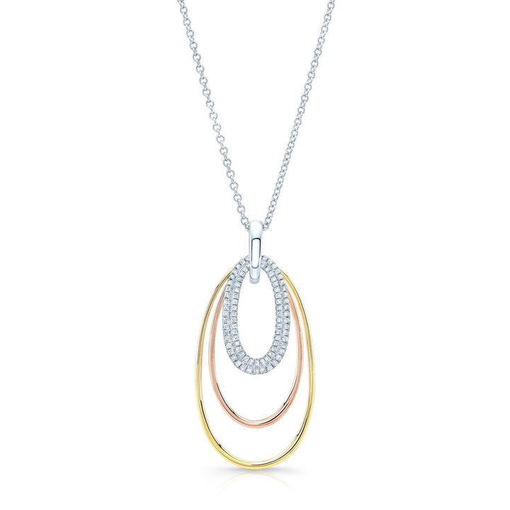 Diamond Triple Oval Pendant In 14k Two Tone Gold – front view | RockHer