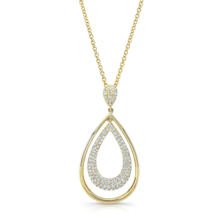 Natural Diamond Oval Pendant in 14K Yellow Gold – front view | RockHer