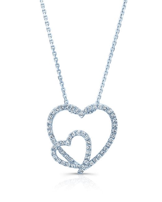 Natural Diamond Heart Shape Pendant in 14K White Gold, 3 ct. t.w. – front view | RockHer